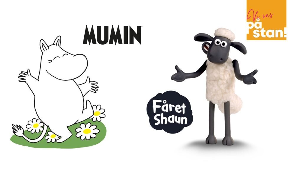 Fåret Shaun och Mumin på stan i Skövde